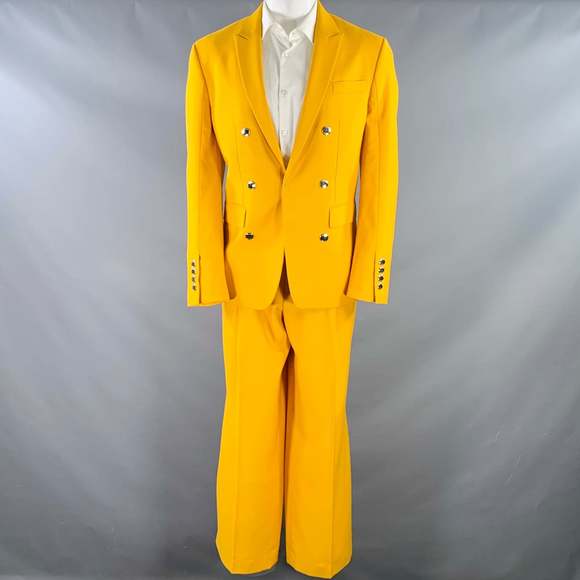 BURBERRY SS23 Yellow Wool Double Breasted Peak Lapel Single Snap Suit - Picture 2 of 15